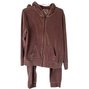 Mossimo Supply Co light mauve 2 pc  Velour Tracksuit XXL hooded jacket LG pants
